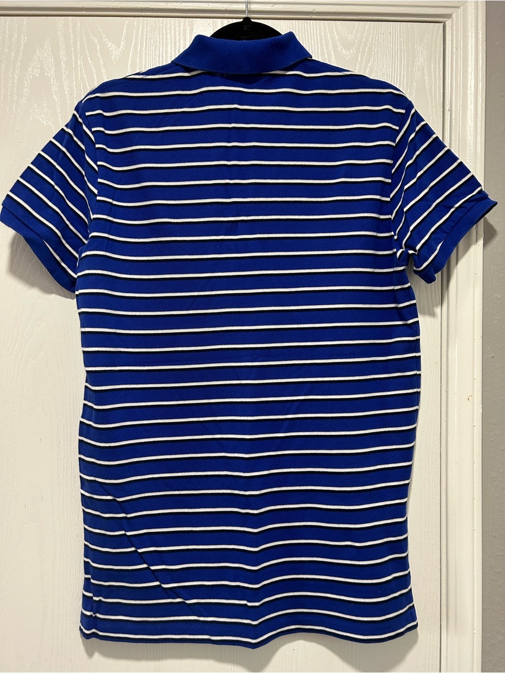 Vintage Polo by Ralph Lauren Men Blue and White Striped Cotton Polo T-Shirt Sz M - Picture 4 of 6